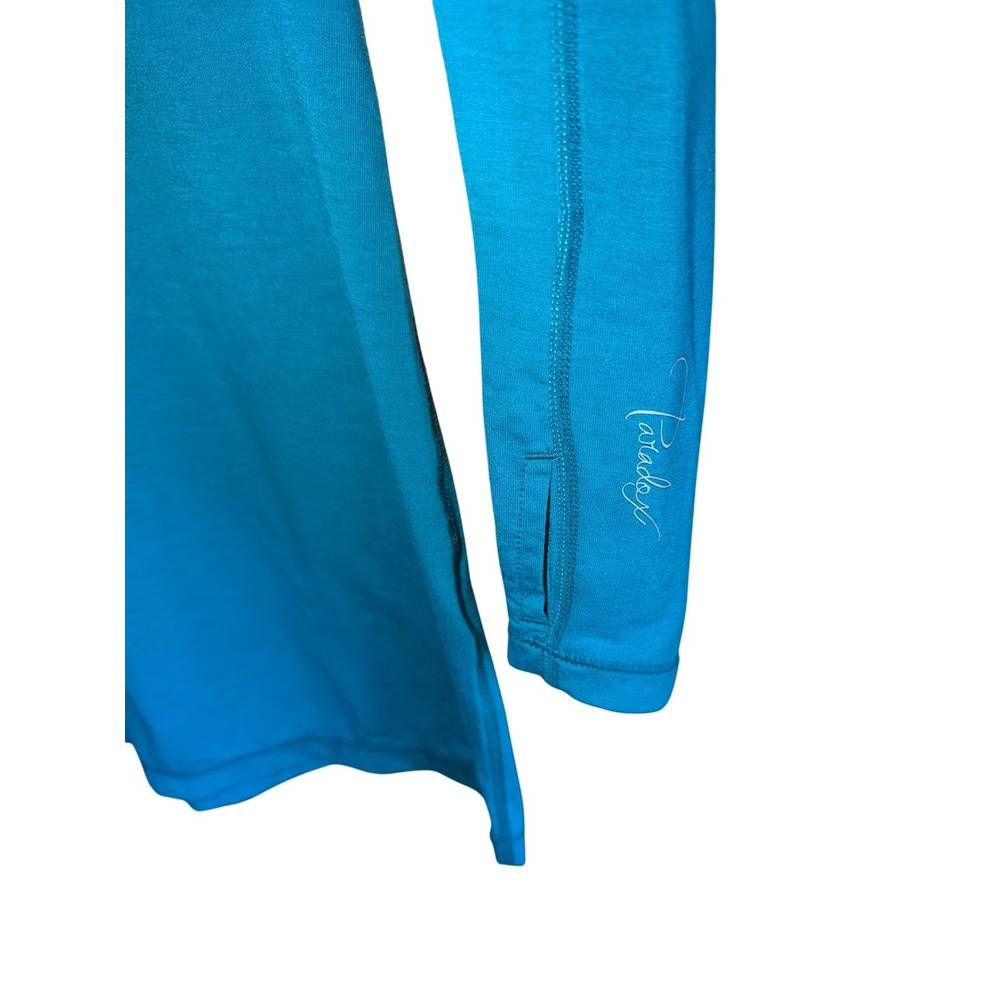 Paradox Womens XL Merino Blend 1/4 Zip Base Layer Teal Long Sleeve Thumbholes - Picture 4 of 7